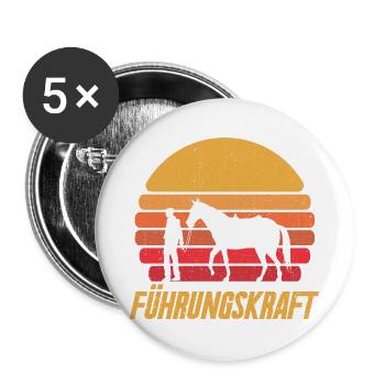 Pferde Führungskraft Pferdehof Zubehör Reiter Reit - Buttons groß 56 mm (5er Pack) - Weiß - Vorne