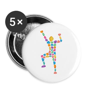 Klettern Klettersteine Bouldern Kletterer - Buttons groß 56 mm (5er Pack) - Weiß - Vorne