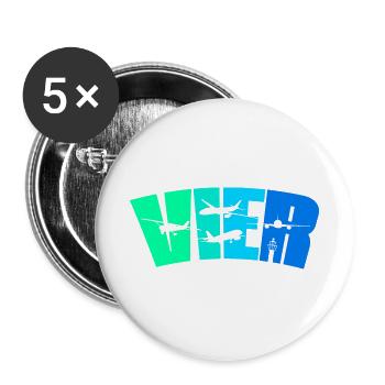 Geburtstag Junge 4 Jahre Flugzeug Flugzeuge - Buttons groß 56 mm (5er Pack) - Weiß - Vorne