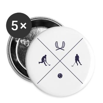 Floorball Hockey Floorballer Innebandy Unihockey - Buttons groß 56 mm (5er Pack) - Weiß - Vorne