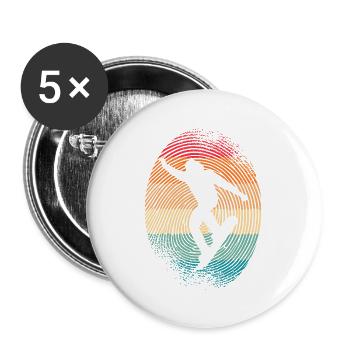Snowboarder Fingerabdruck Herren Jungen Snowboard - Buttons groß 56 mm (5er Pack) - Weiß - Vorne