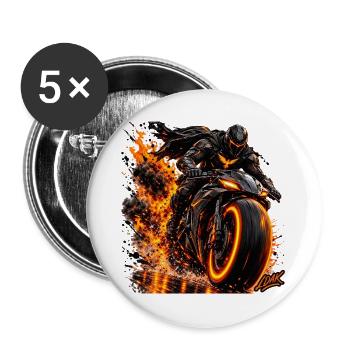 Feuersturm Motorradkrieger - Buttons groß 56 mm (5er Pack) - Weiß - Vorne