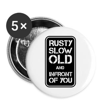 Rusty Slow but Infront - Buttons groß 56 mm (5er Pack) - Weiß - Vorne