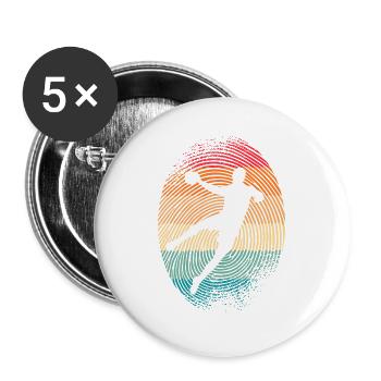 Handballspieler Handballer Fingerabdruck Handball - Buttons groß 56 mm (5er Pack) - Weiß - Vorne