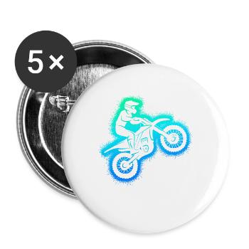 Dirt Biker Dirtbike Herren Kinder Motorcross - Buttons groß 56 mm (5er Pack) - Weiß - Vorne