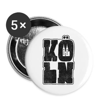 Kölner Design Karneval Souvenir Fasching Köln - Buttons groß 56 mm (5er Pack) - Weiß - Vorne