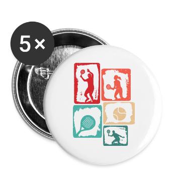 Padel Spieler Padeltennis Kinder Padelspieler - Buttons groß 56 mm (5er Pack) - Weiß - Vorne