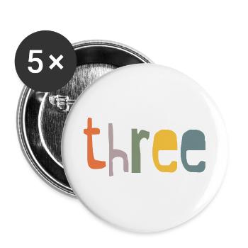 Dritter Geburtstag ich bin 3 Jahre Retro Design - Buttons groß 56 mm (5er Pack) - Weiß - Vorne
