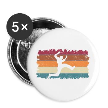Vintage Parkourläufer Freerunning Parkour Läufer - Buttons groß 56 mm (5er Pack) - Weiß - Vorne