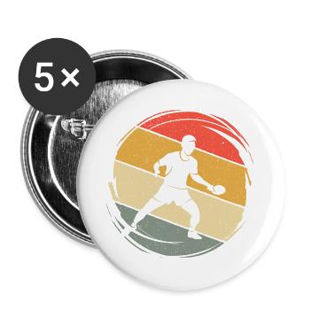 Tischtennis Ping Pong Retro Tischtennisspieler - Buttons groß 56 mm (5er Pack) - Weiß - Vorne