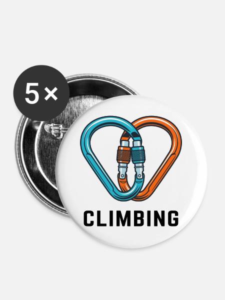 Klettern Karabiner Herz - Buttons groß 56 mm (5er Pack) - Weiß