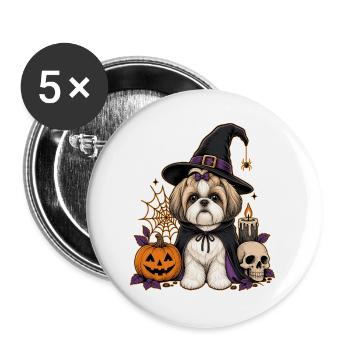 ShihTzu Halloween - Buttons groß 56 mm (5er Pack) - Weiß - Vorne