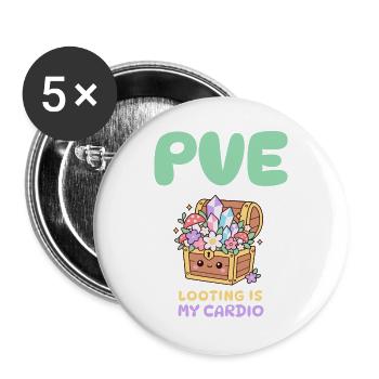 Cozy Gamer PvE Schatztruhe Looting Design - Buttons groß 56 mm (5er Pack) - Weiß - Vorne