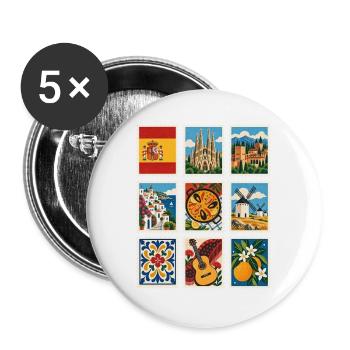 Spanien Briefmarken - Buttons groß 56 mm (5er Pack) - Weiß - Vorne