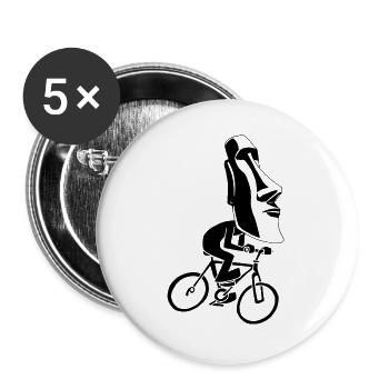 Osterinsel-Fahrradtour (Schwarz) - Buttons groß 56 mm (5er Pack) - Weiß - Vorne