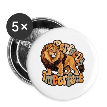 Asiatischer Löwe - Buttons groß 56 mm (5er Pack) - Weiß - Vorne