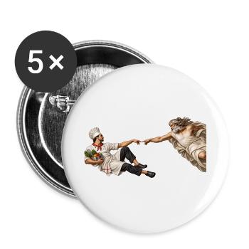 Die Erschaffung des Kochs - Buttons groß 56 mm (5er Pack) - Weiß - Vorne