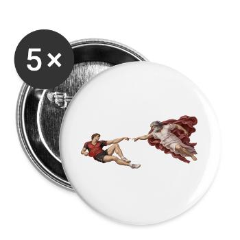 Die Erschaffung des Tischtennisspielers - Buttons groß 56 mm (5er Pack) - Weiß - Vorne