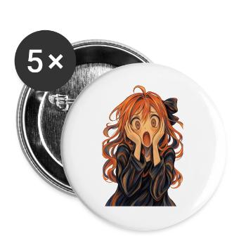 Der Schrei im Anime-Stil - Buttons groß 56 mm (5er Pack) - Weiß - Vorne
