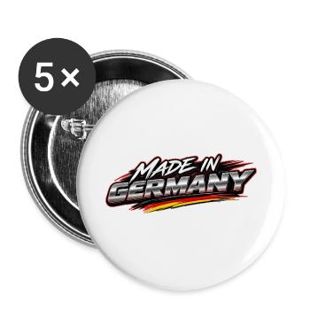 Hergestellt in Deutschland - Buttons groß 56 mm (5er Pack) - Weiß - Vorne
