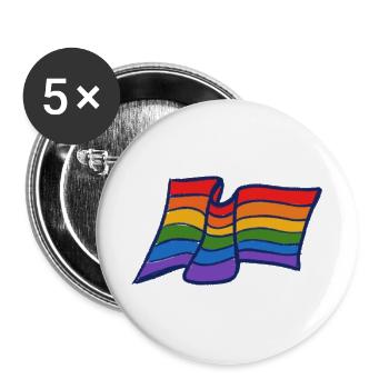 Stolz Regenbogenwelle - Buttons groß 56 mm (5er Pack) - Weiß - Vorne
