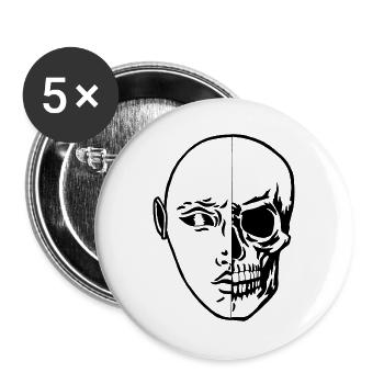 Das Gesicht des Todes (Schwarz) - Buttons groß 56 mm (5er Pack) - Weiß - Vorne
