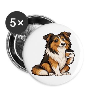 Collie Colliebesitzer Collieliebhaber Colliehalter - Buttons groß 56 mm (5er Pack) - Weiß - Vorne