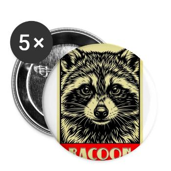 Waschbär Retro Illustration Vintage Raccoon - Buttons groß 56 mm (5er Pack) - Weiß - Vorne