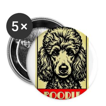 Pudel Hund Retro Vintage Hunde Portrait - Buttons groß 56 mm (5er Pack) - Weiß - Vorne