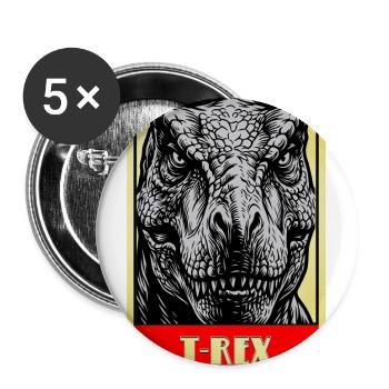 T-Rex Dinosaurier Retro Tyrannosaurus Rex - Buttons groß 56 mm (5er Pack) - Weiß - Vorne