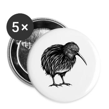 Kiwi-Vogel - Buttons groß 56 mm (5er Pack) - Weiß - Vorne
