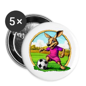 Fussball Kängurus - Buttons groß 56 mm (5er Pack) - Weiß - Vorne