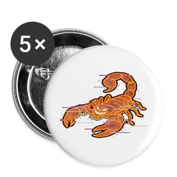 Cyber Skorpion – Neon Glitch Art T-Shirt - Buttons groß 56 mm (5er Pack) - Weiß - Vorne