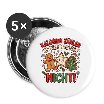 Lustiges Weihnachtsmotiv  - Buttons groß 56 mm (5er Pack) - Weiß - Vorne