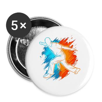 Capoerista Kampfsport Herren Kinder Capoeira - Buttons groß 56 mm (5er Pack) - Weiß - Vorne