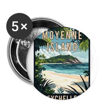 Erleben Sie die Gelassenheit der Moyenne-Insel, Seychellen, - Buttons groß 56 mm (5er Pack) - Weiß - Vorne