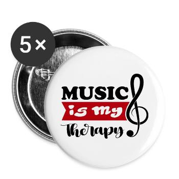 Music is my Therapy Dance Noten DJ Sprüche  - Buttons groß 56 mm (5er Pack) - Weiß - Vorne