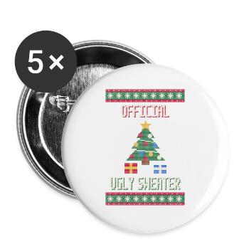 Official Ugly Sweater - Weihnachtspullover - Buttons groß 56 mm (5er Pack) - Weiß - Vorne