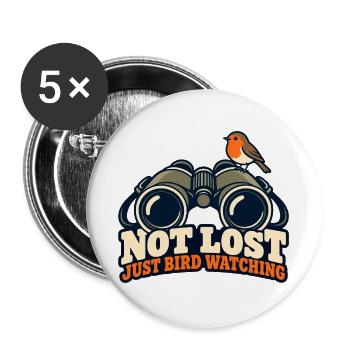 Nicht verlorene Vogelbeobachtung - Buttons groß 56 mm (5er Pack) - Weiß - Vorne