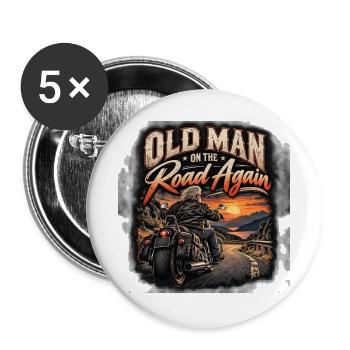 Old Biker - Buttons groß 56 mm (5er Pack) - Weiß - Vorne