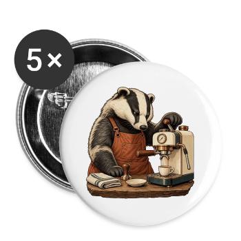 Heimbarista Dachs – Espresso ist Chefsache - Buttons groß 56 mm (5er Pack) - Weiß - Vorne