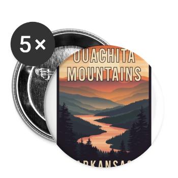 Entdecken Sie die landschaftlich reizvolle Pracht der Ouachita Mountains - Buttons groß 56 mm (5er Pack) - Weiß - Vorne