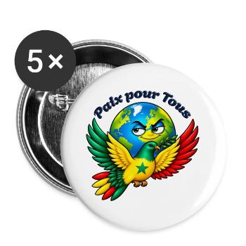 Frieden für alle – Senegal - Buttons groß 56 mm (5er Pack) - Weiß - Vorne