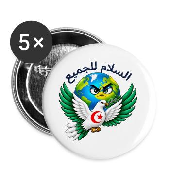 Frieden für alle – Algerien - Buttons groß 56 mm (5er Pack) - Weiß - Vorne