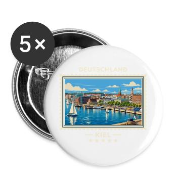 Deutschland Kiel Vintage Reisemarke - Buttons groß 56 mm (5er Pack) - Weiß - Vorne