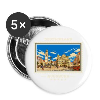 Deutschland Augsburg Vintage Reisemarke - Buttons groß 56 mm (5er Pack) - Weiß - Vorne
