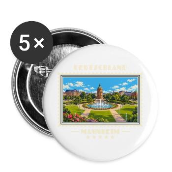 Deutschland Mannheim Vintage Reisemarke - Buttons groß 56 mm (5er Pack) - Weiß - Vorne