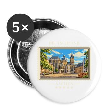 Deutschland Aachen Vintage Reisemarke - Buttons groß 56 mm (5er Pack) - Weiß - Vorne