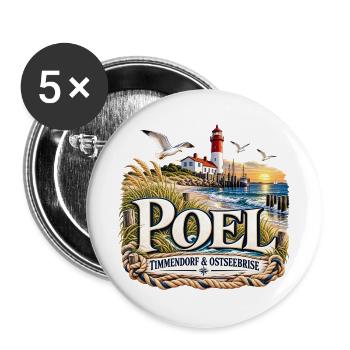 POEL Timmendorf Ostseebrise - Buttons groß 56 mm (5er Pack) - Weiß - Vorne
