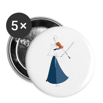 Geigenmusik - Buttons groß 56 mm (5er Pack) - Weiß - Vorne